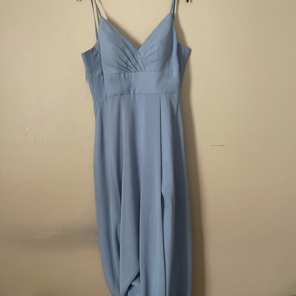 Dusty blue bridesmaid dress